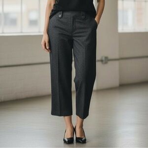 Michael Kors Black Gray Pin Stripe Capri Pants Cropped Mid Rise Size 8P